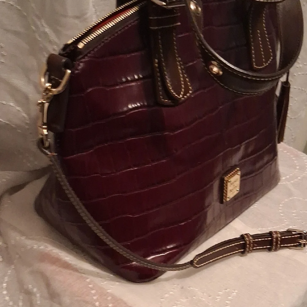 Dooney & Bourke Dark Brown Crocodile-Embossed Shoulder Bag - Picture 6 of 7